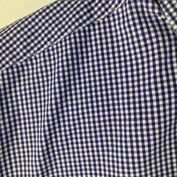 Mens Vintage Tommy Hilfiger Gingham Button Shirt Blue White 15 1/2-35 Cotton - Picture 7 of 10